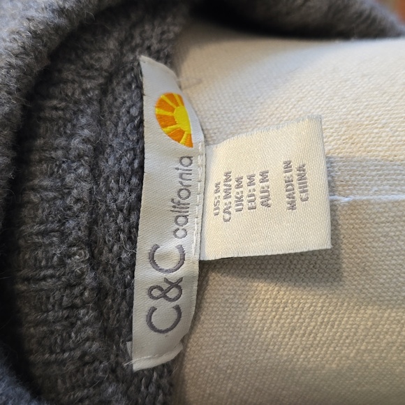 C&C California - Women's Turtleneck Sweater | Size Medium (Grey, White and Blue) - Picture 3 of 4